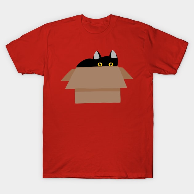 Black Cat Hidden Inside a Paper Box T-Shirt by Lizzamour